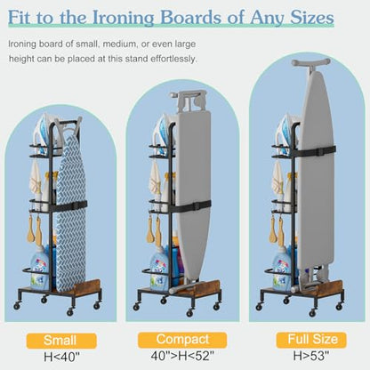 Ironing Board Hanger,Iron and Ironing Board Holder No Wall Mount,Laundry Room Organization and Storage Cart with Iron Stand,Narrow Laundry Shelves Organizer Cabinet,Laundry Room Essentials Accessories