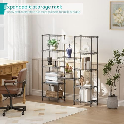SINGAYE Metal Shelves Wire Shelving Storage Standing Adjustable Shelf Unit - color: Black, size: 6 Tier 10" D x 16" W x 63" H