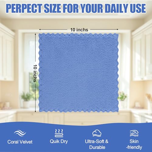 Kitinjoy 24 Pack Kitchen Cloths Dish Towels (10" x 10", Sky Blue) - color: Sky Blue, size: 10 X 10 inch- 24 Pack
