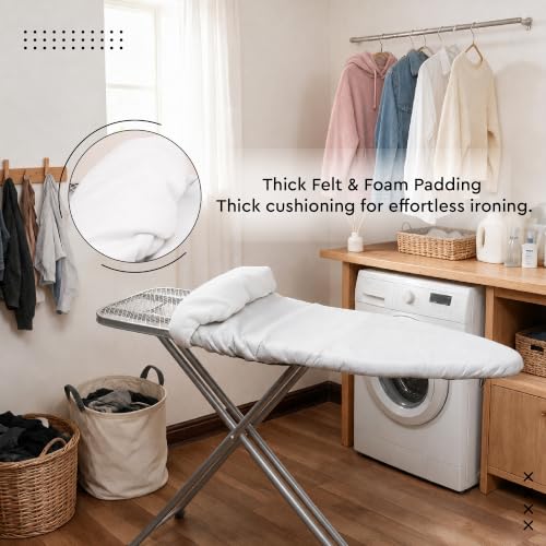 Encasa XO Ironing Board Cover and Pad, 6mm Felt 54"x15" Silver Luxury - size: Large (54"x15")