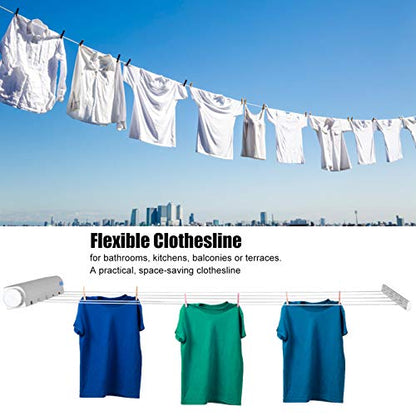 Retractable Clothesline, 3.75m Telescopic Drying Rope Hanger Wall Mounted Laundry Line for Bathroom Balconies (Five Ropes) - size: five ropes, style: five ropes