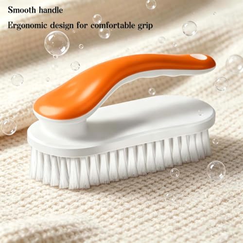 2pc Multi-Purpose Household Cleaning Brush Set, Ergonomic Comfort Grip for Shoe Cleaning, Laundry & Bathroom Cleaning (Orange) - color: Orange