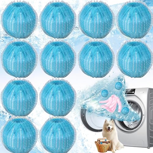 Pet Hair Remover for Laundry - 12PCS Reusable Dog & Cat Hair Catcher Balls for Washing Machine - Pet Fur Remover for Clothes, Bedding & Blankets - Safe on Fabric, Won’t Damage Laundry