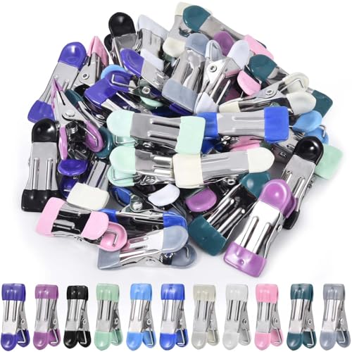 SenseYo 66 Pack Heavy Duty Clothes Pins 2.2 Inch Mini Chip Clips Bag Food Stainless Steel Clothes Pins with Rubber 11 Colors for Kitchen Photo Laundry Hanging Drying - size: 66