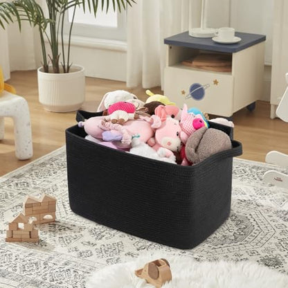 OIASKET 95L Extra Large Blanket Basket, 24" x 16.9" x 14.2" Woven Basket - color: Black, size: 24"x16.9"x14.2"