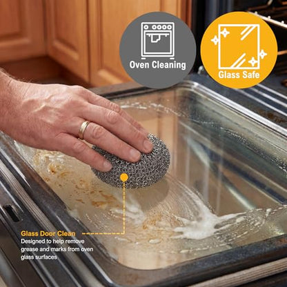PAMI Heavy Duty Stainless Steel Sponge Scrubbers,Non-Scratch,Metal,4-Pack