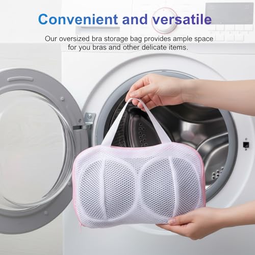 Bra Washing Bags for Laundry 2 Pcs Bra Laundry Bag with 3D Protective Bracket & Zipper Anti-Deformation BraWash Bag for Washing Machine & Storage, Women's Delicates Underwear(Applicable to A-C Cups)