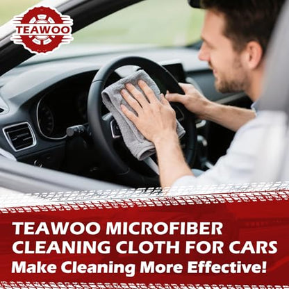 Microfiber Cleaning Cloths Bulk-15 Pack, Gray Microfiber Towels for Cars - color: Grey, size: 15P