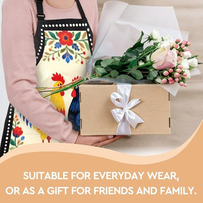Adjustable Baking Aprons for Women - Cooking Aprons for Women with Pockets, Perfect for Baking Cooking Gradening - color: Chicken-2