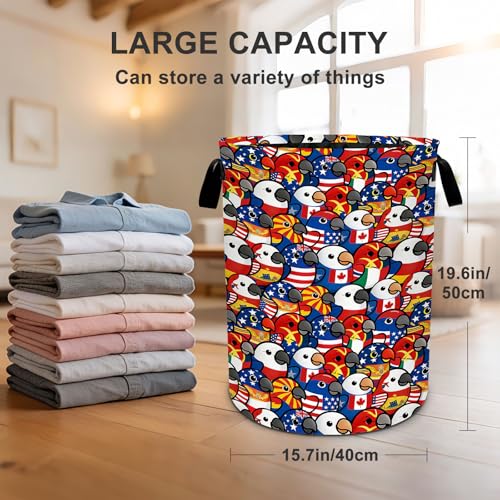 Parrot Laundry Basket Waterproof Laundry Hamper Foldable Laundry Bag with Handles for Bedroom, Bathroom, Office, Clothes Storage - color: Parrot