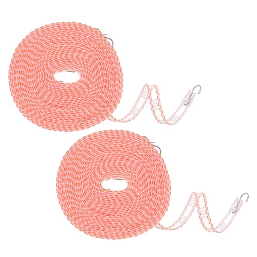 uxcell 2pcs Windproof Clothesline, 10M 33ft Plastic Non-Slip Clothes Drying Rope Portable Travel Clothesline for Courtyard Outdoor Laundry Camping, Orange - color: Orange, size: 32.8ft