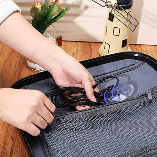 2 Pieces Travel Clothesline Portable Retractable Clothesline with Hooks and Suction Cups Camping Accessories Cruise Essentials for Outdoor and Indoor Use (Black) - style: Black