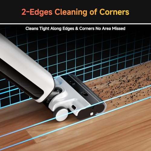uwant Wet Dry Vacuum Cleaner 180°Lay-Flat Push-in Vacuum Mop All in One with 18000Pa Suction Auto Self-Cleaning Anti Odor Stick Dual-Edge Vacuum Cleaner Set of 1 for Hard Floor/Carpet D100
