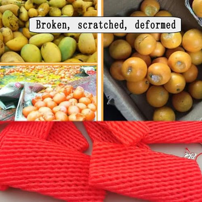 Fruit Protection Mesh Bags Foam Mesh Keep Safe Sleeves for Large Supermarkets, Shops (Red 24x10cm-20PCS) - size: Red 24x10cm-20PCS