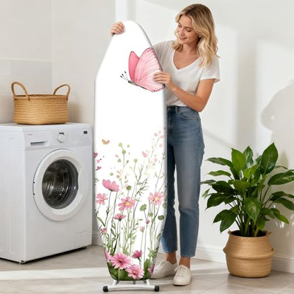 Ironing Board Cover 15"x54"，Standard Ironing Board Replacement Cover，Easy Fit - color: Soft Pink & Green & Light Yellow, size: 15"x54"