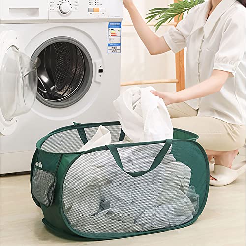 5 Pcs Collapsible Laundry Baskets, Pop-up Laundry Hamper - color: Black/Blue
