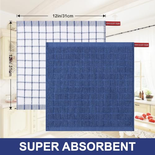 Homaxy Premium Cotton Kitchen Dish Cloths 12"x 12", 8 Pack, Navy Blue - color: Navy Blue, size: 12" X 12" - 8 Pack