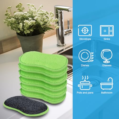 HOMEXCEL Dish Sponge 12 PK, Microfiber Kitchen Sponges for Cleaning, Green - color: Green