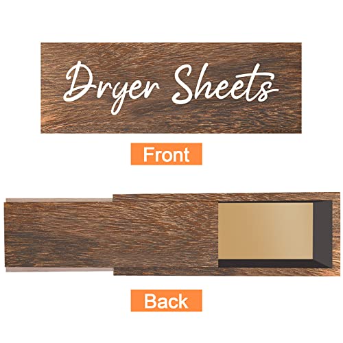 Blulu Dryer Sheet Holder for Laundry Room Wooden Dryer Sheet Container Sheets Dispenser Box Wooden Container Modern for Organizing Fabric Laundry Pods, 7.87 x 4.72 x 2.75 Inches(Dark Brown) - color: Dark Brown