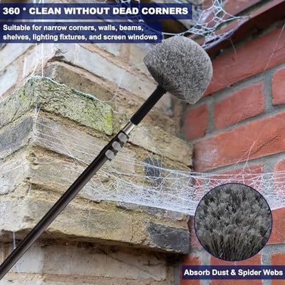 2 Pack Grey Twist-On Cobweb Duster Head Brush - Fits Standard 3/4 inch Threaded Poles, Attachment Spider Web Duster Brush for Outdoor & Indoor Cleaning - style: 2 Pack
