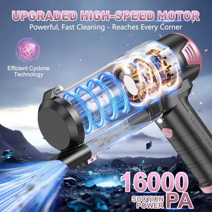 KMM Handheld Car Vacuum Cleaner, Hand Held Car Vacuum & Air Duster - color: Pink & Black