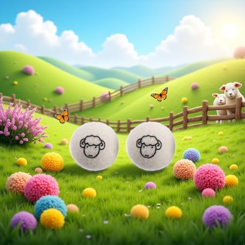 2 Pcs Wool Dryer Balls, Reusable Laundry Balls Softener Washing Fleece Dry Kit Anti-Static Reduce Wrinkles and Save Time Drying Ball,Laundry House Supplies (with Pattern)