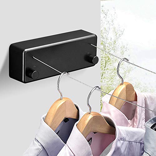 BESy Retractable Double Clothesline Laundry Indoor Washing Clothes Line - size: Double Rope, style: Black