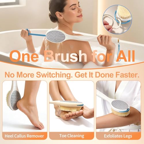 Extendable Long Handle Foot Scrubber & Brush –2-in-1 for Shower