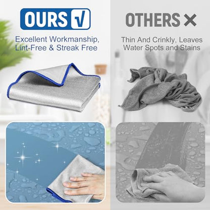 Ekedalen Microfiber Cleaning Cloth Lint Free Glass Polish, Silver-Blue - color: Silver-blue