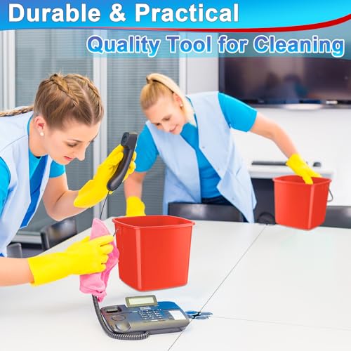 Zhehao 6 Pcs 3 Quart Small Sanitizer Cleaning Bucket, Red - color: Red