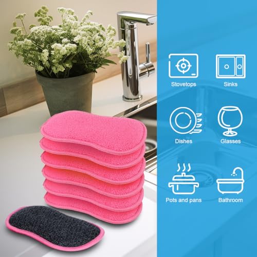 HOMEXCEL Dish Sponge 12 PK, Microfiber Kitchen Sponges for Cleaning, Pink - color: Pink