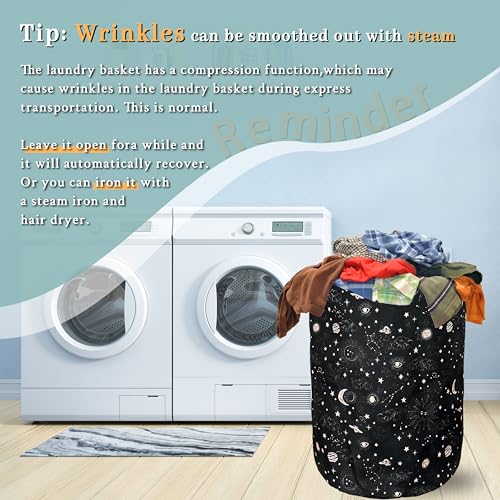 Moon and Stars Laundry Basket Oxford Cloth Foldable Hamper 18.9" x 16.5" - color: Funny Moon and Stars Galaxy