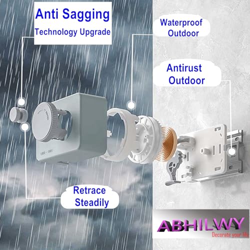 Retractable Clothesline Clothes Line Retracting Outdoor Indoor,Anti Sagging Waterproof Lock Enhancement Black - color: W-anti Sag-black
