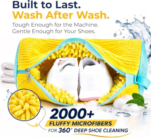 8-Piece Shoe Washing Machine Bag & Dryer Bag for Shoes 4x Each - 360° Thick Protection, Highly Durable Mesh Sneaker Washer w/Zipper Lock – Deep Cleaning Sneaker Laundry Bag for Spotless Shoes - color: Yellow 8pcs