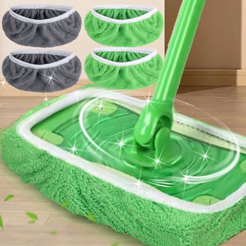 2IN1 Reusable Mop Mat Floor Sweeping Mops Fill Household Cleaning Tools Dust Mop Cloth Dry and Wet Use Shoe Cover,22*9cm (Grey,2pcs) - color: Grey,2pcs