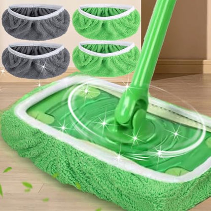 2IN1 Reusable Mop Mat Floor Sweeping Mops Fill Household Cleaning Tools Dust Mop Cloth Dry and Wet Use Shoe Cover,22*9cm (Grey,2pcs) - color: Grey,2pcs