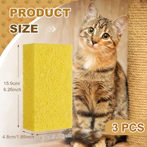 3 Pack Pet Hair Remover Sponge Cat and Dog Hair Sponge, Yellow - color: Yellow