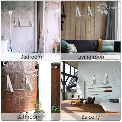Clothes Drying Rack Folding Indoor, Wall Mounted Drying Racks for Laundry - color: 2 Racks With Rod Sliver