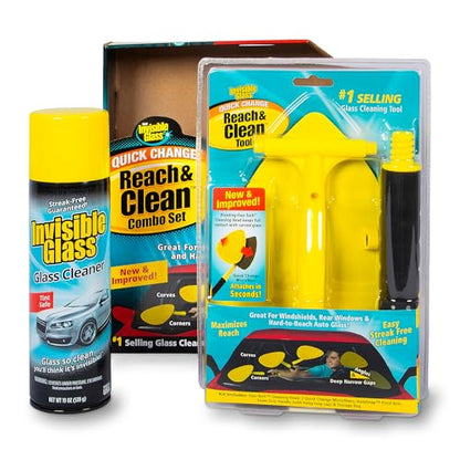 Invisible Glass 99031 Reach & Clean Glass Windshield Cleaner Tool Combo Kit With Premium Aerosol Cleaner, Extendable Handle, (2) Reusable Quick Change Microfibers, and Storage Bag 19 Ounce (Pack of 6) - size: 19 Ounce (Pack of 6), style: Aerosol