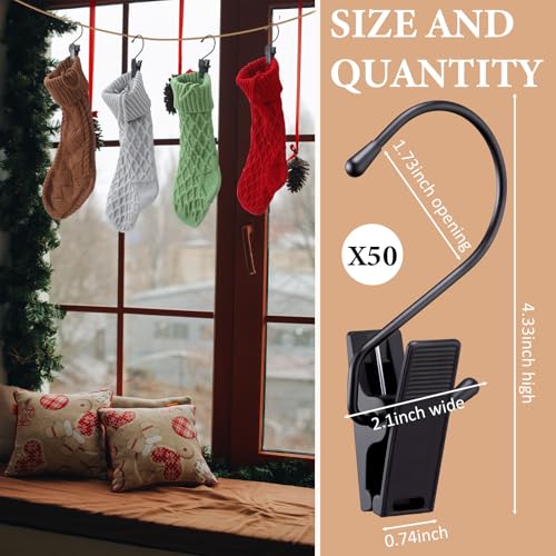 50 Pcs Boot Hangers Clips for Closet 4.3 Inch Black Pants Hooks