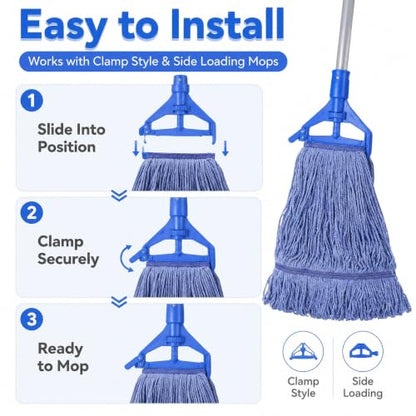 6 Pack Heavy Mop Replace Head，mop Head Replacement,Commercial mop Heads,Reusable Mop Head Refills-Replacement Mop Heads SuitableWet Industrial Blue Cotton Looped End String Head Refill (Blue) - size: 17 Ounce 6Pack
