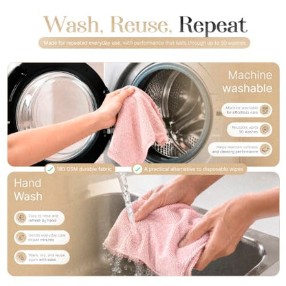 Microfiber Cleaning Cloth Roll 20 Sheets 11" x 10" Tear Away Microfiber Towel Roll Reusable Paper Towels Washable Ultra Absorbent Lint-Free Cleaning Cloths for Kitchen, Car and Home Use, Pink - color: Pink