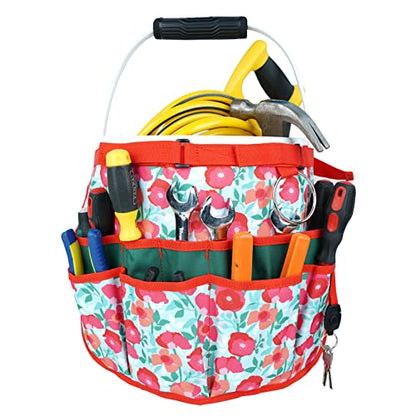 MELOTOUGH Bucket Caddy Organizer Bucket Tool Organizer for Garden Tools Fit 3.5 to 5 Gallon Bucket (Flower) - color: Flower