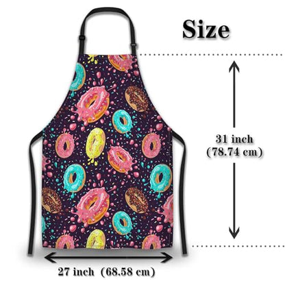 Chef Apron for Men Donuts Women Aprons for Kitchen Cooking Restaurant BBQ Painting Crafting 27” (W) x 31” (H), Waterproof Aprons - color: Donuts