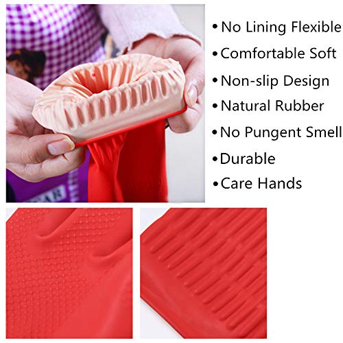 Rubber Cleaning Gloves Kitchen Dishwashing Glove 3-Pairs,Waterproof Reuseable.(Small) - size: Small (Pack of 3)