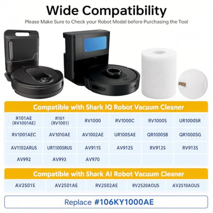 Foam Filters Compatible with Shark AI AV2501S, AV2501AE, RV2502AE, RV2520AOUS, AV2510AOUS Robot Vacuum Cleaner Replacement Parts - 4 Pack - size: Foam Filters-4P