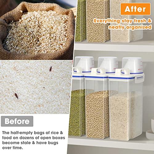 TBMax Rice Container 4 Lbs / 2 Kg Rice Dispenser with Measuring Cup, BPA-Free Plastic Kitchen Pantry Food Storage Holder for Oatmeal Flour Grain, Small Pet Cat Dog Food Container - color: Blue