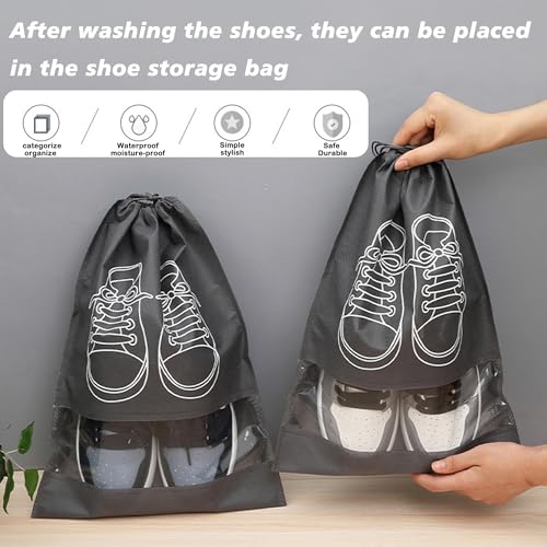 2Pack Shoe Washing Machine Bag, Reusable Laundry Shoe Bag, Suitable for Sports Shoes, Sneakers, and Slippers, Includes 2 Shoe Storage Dust Bags（Yellow) - color: Yellow