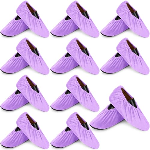 JaGely 11 Pair Reusable Cloth Shoe Covers for Indoors, Light Purple - color: Light Purple