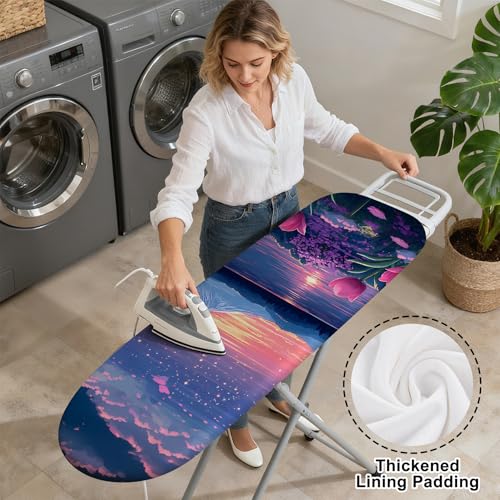 Ironing Board Cover 15"x54"，Standard Ironing Board Replacement Cover，Easy Fit - color: Pinkish Purple, size: 15"x54"